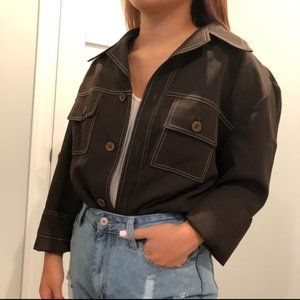 Haggar Dark Brown Button-Up Jacket